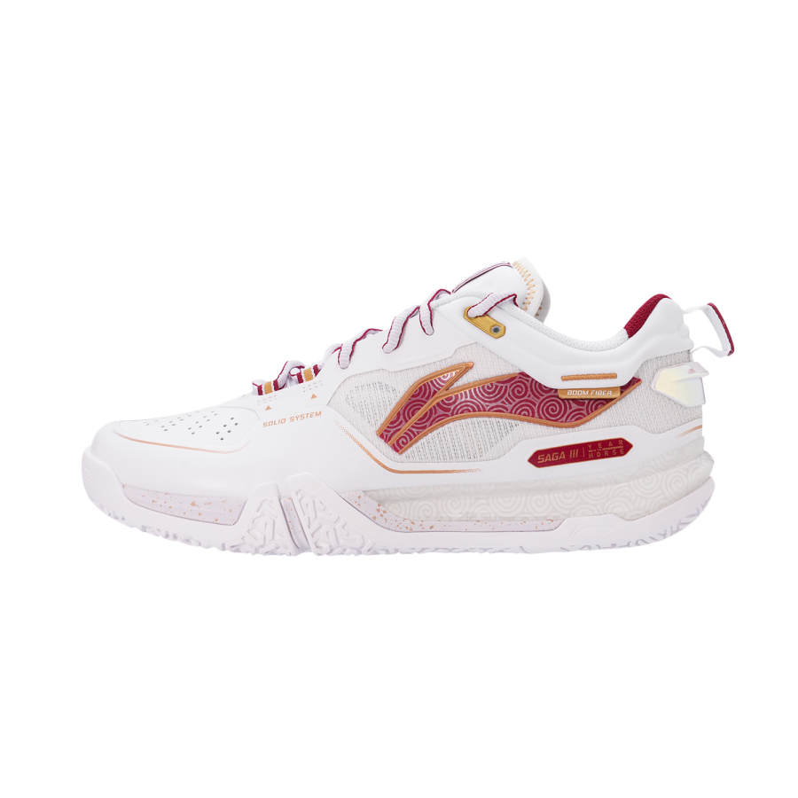 Li-Ning Li Ning Saga ⅢPRO Low top Badminton Shoes Unisex Standard White/Dark Crimson