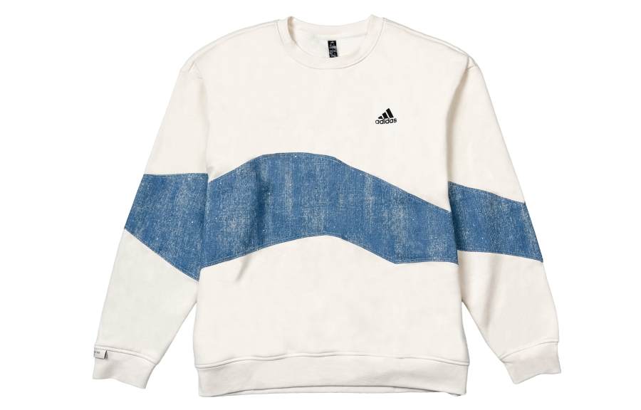 Adidas Adidas LABEL Sweatshirts Unisex White Blue Crew Neck Moderate