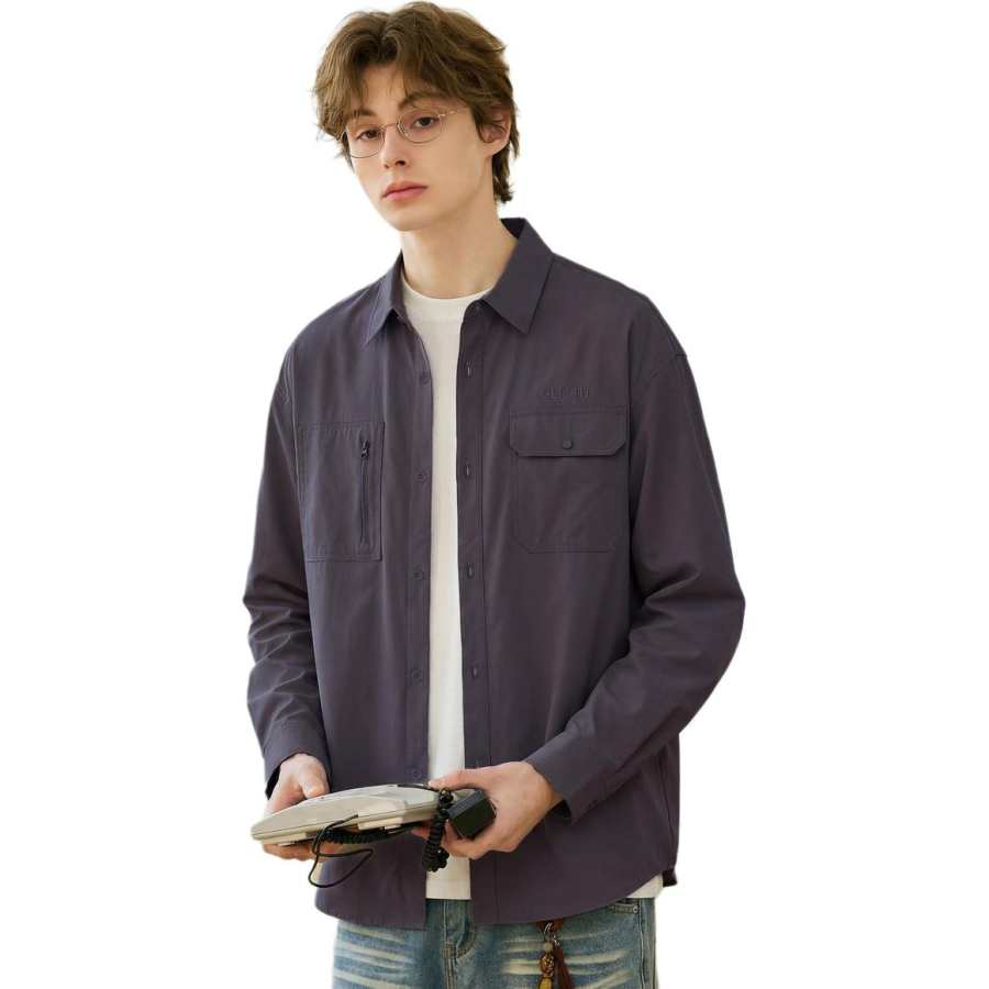 Tonlion Shirts Men's Lapel Moderate Workwear