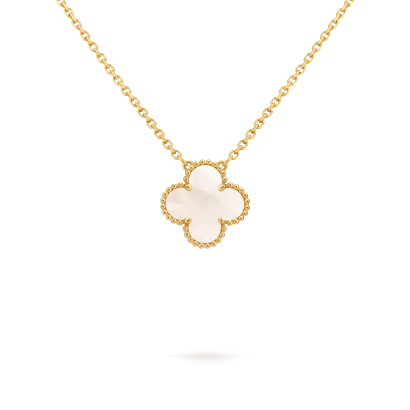 Van Cleef & Arpels Alhambra 18K Gold Mother Of Pearl Necklaces Unisex Gold