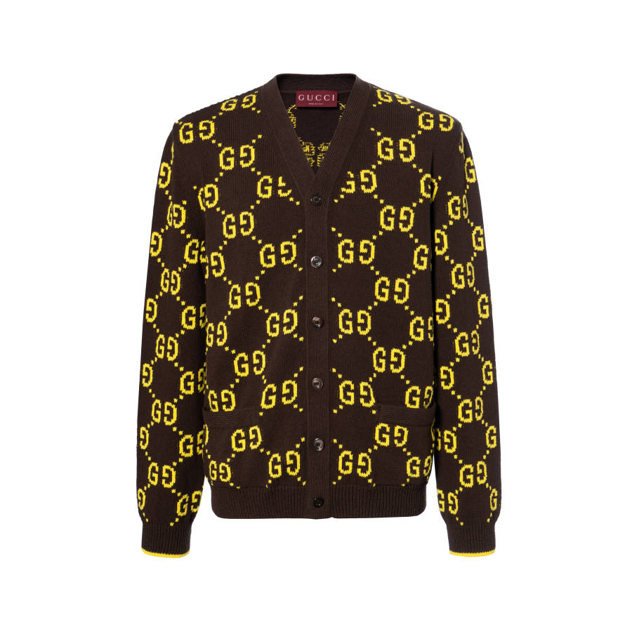 GUCCI Knitwear Unisex Brown V Neck Moderate Other