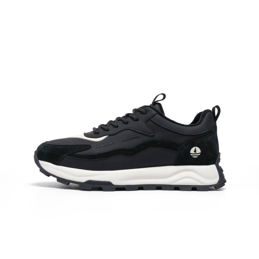 NAVIGARE Small Sailboat Fleece Lined Height Increasing Low top Casual Shoes Men's Black