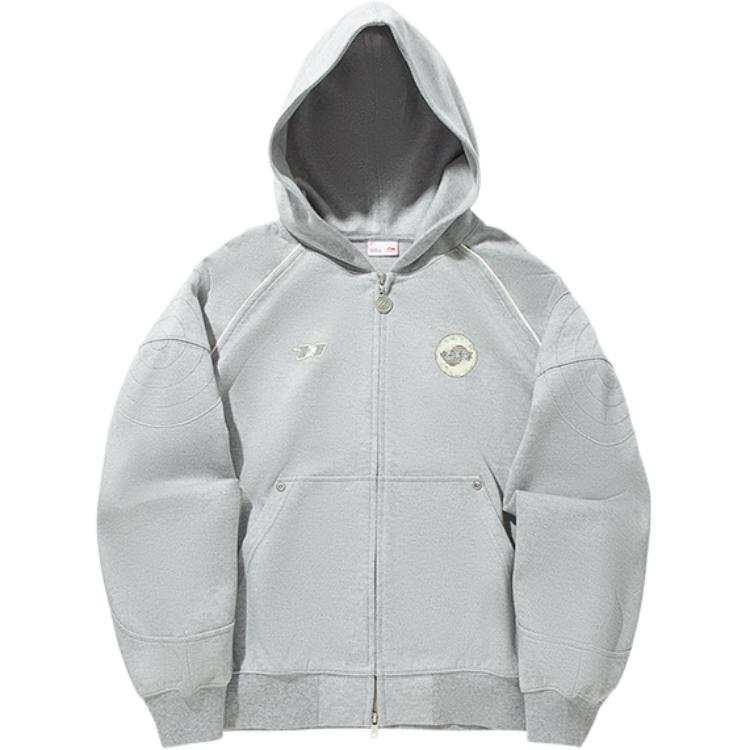 Li-Ning Li Ning Sweatshirts Women's Heather Gray Shark Gray Hooded Moderate Cardigan
