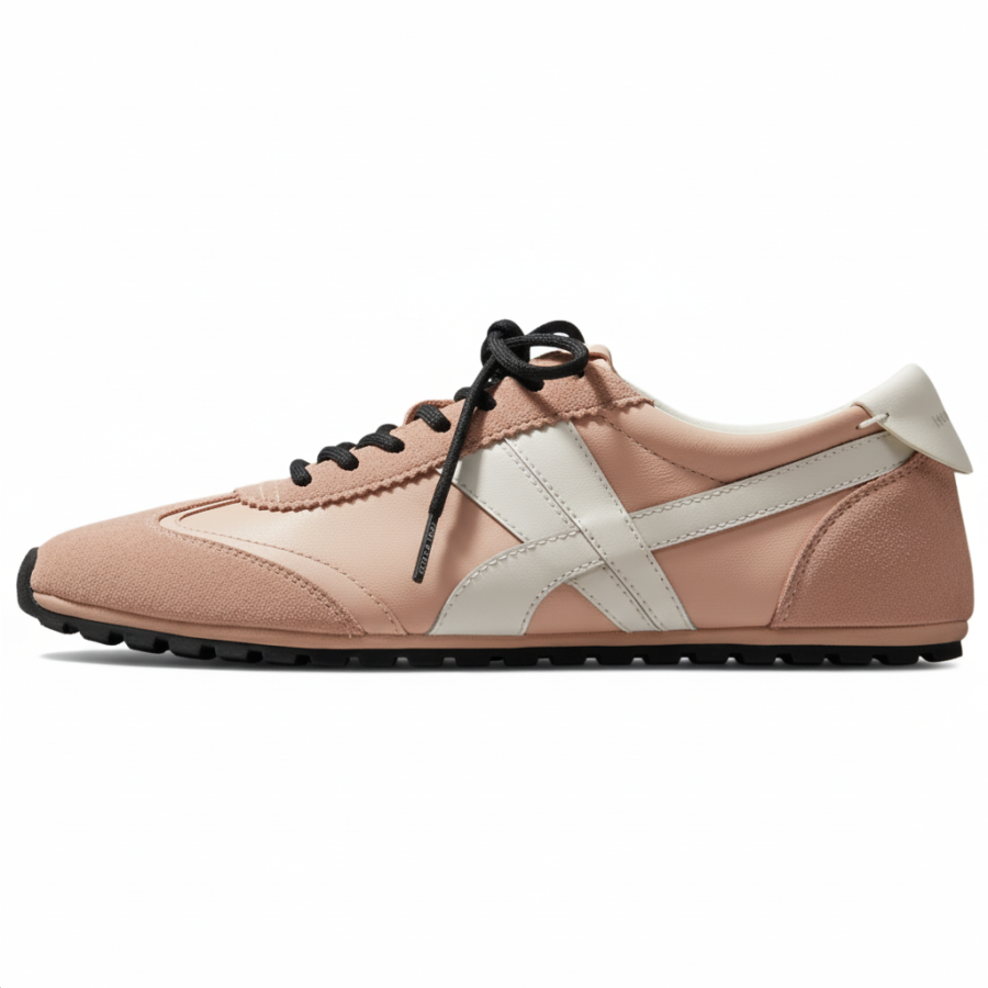 TORY BURCH Hank Field Leather, Suede Low top Casual Shoes Women's Gray Rose
