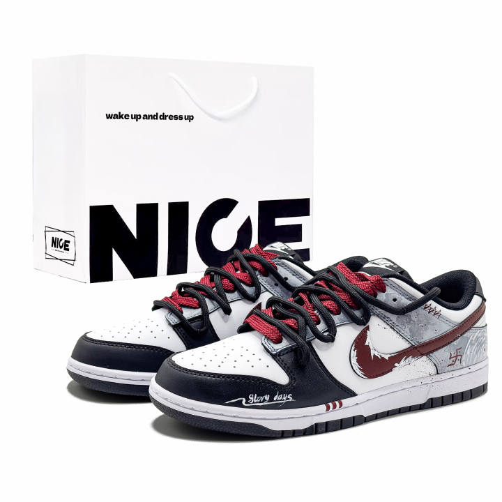 Nike Nike Dunk Cushioning Abrasion Resistant Lightweight Low top Skateboard Shoes Men's Black Red