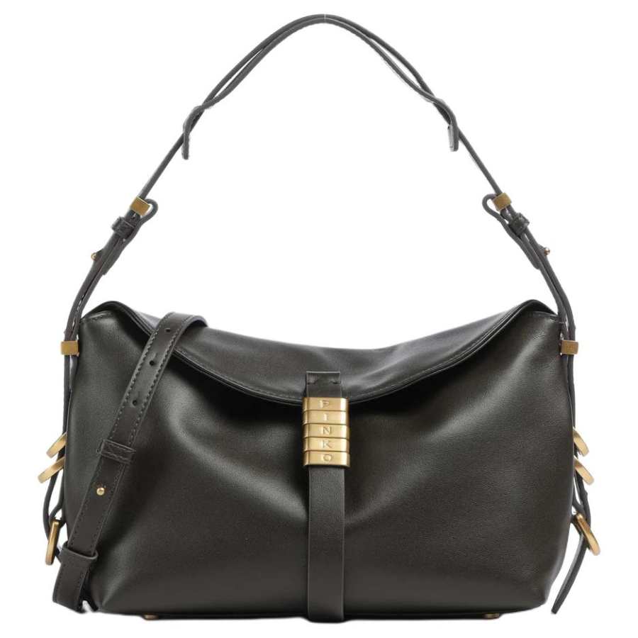 PINKO Cow Leather Handbag, Shoulder Bag Women's Black