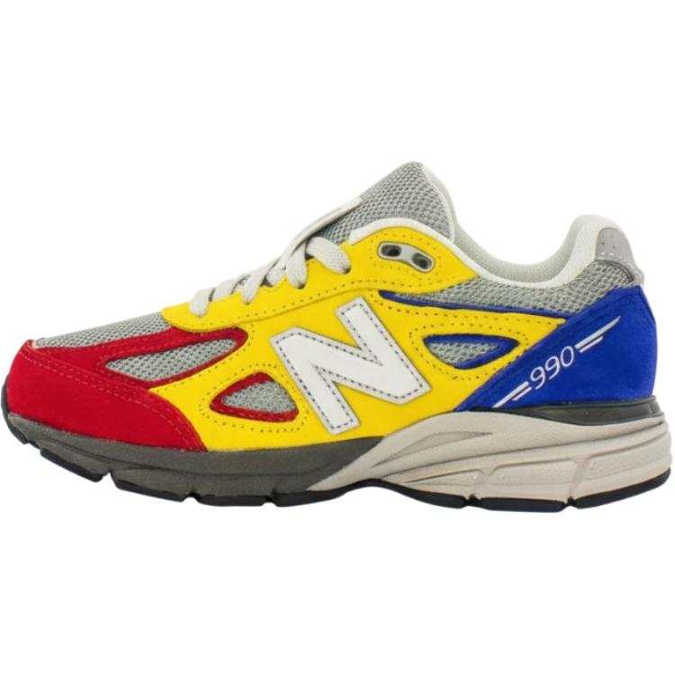New Balance EAT x New Balance NB 990 V4 Suede Low top Kids Lifestyle Shoes Yellow Red Blue Kids'