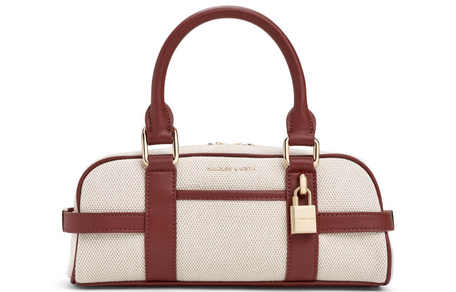 CHARLES&KEITH Synthetic Leather Crossbody Handbag Small Women's Brick