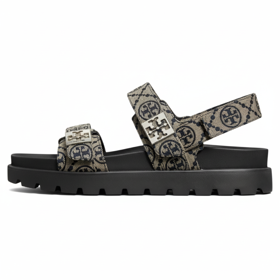 TORY BURCH T Monogram Mellow Beach Sandals Women's Marine Blue