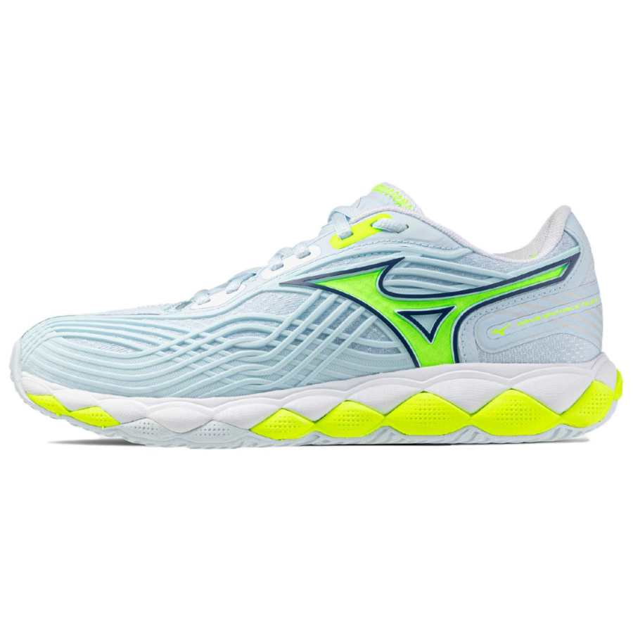 Mizuno WAVE ENFORCE TOUR 2 Megalodon Cushioning, Wear Resistant Low top Tennis Shoes Women's Aqua Blue/Yellow