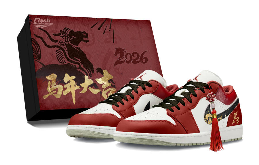 Jordan Jordan Air Jordan 1 Little Dragon Soaring And Leaping, Box Included Leather Low top Children's Basketball Shoes Red