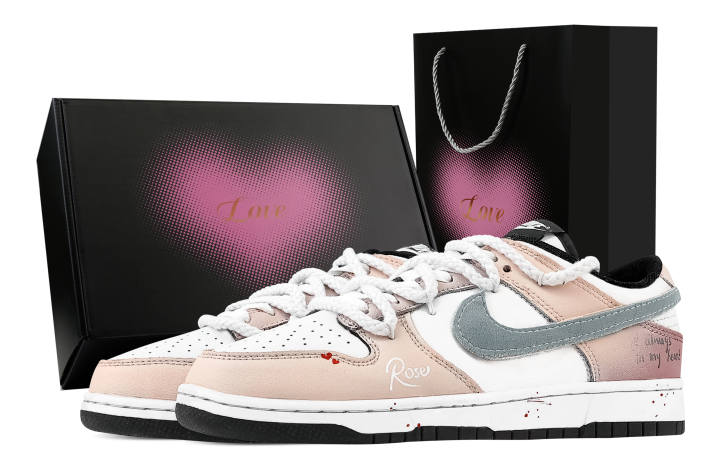 Nike Nike Dunk Handwriting Romantic 2 Heart Box Leather Cushioning Abrasion Resistant Lightweight Low top Skateboard Shoes
