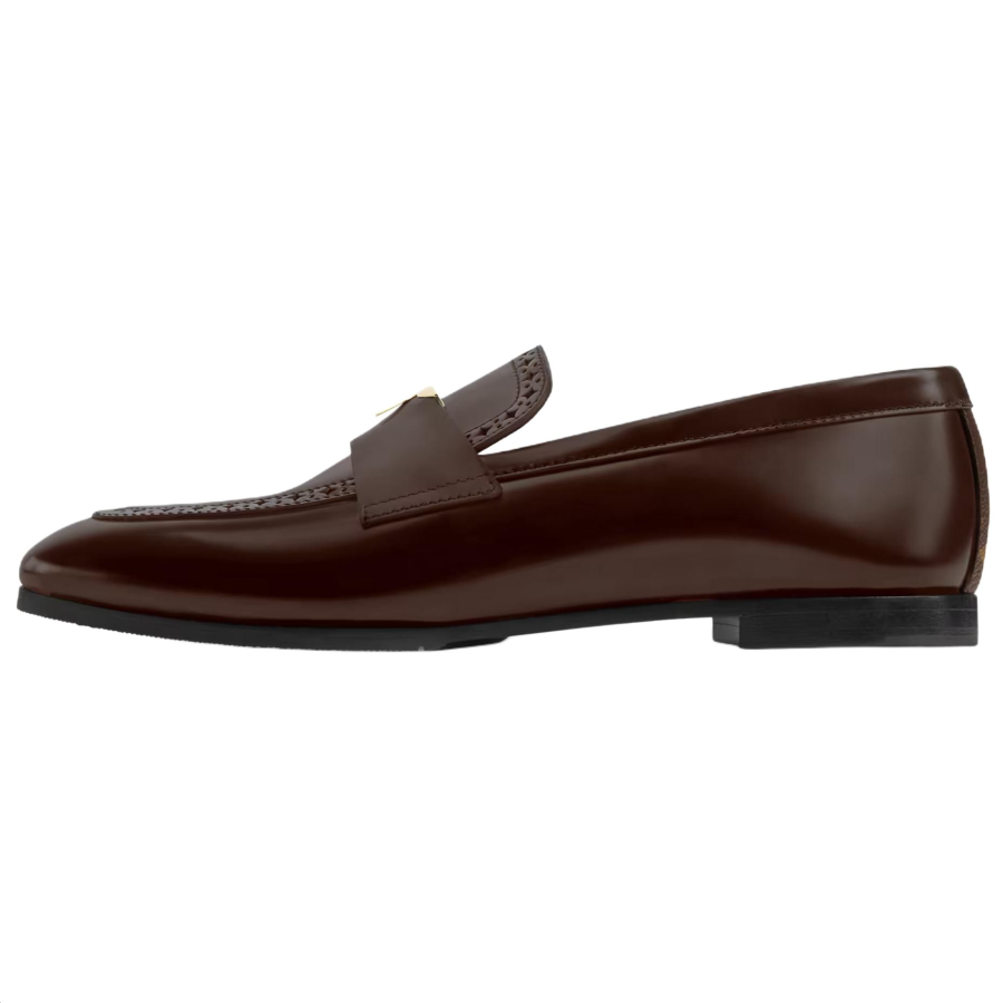 LOUIS VUITTON Odeon Calfskin Casual Shoes Women's Dark Brown