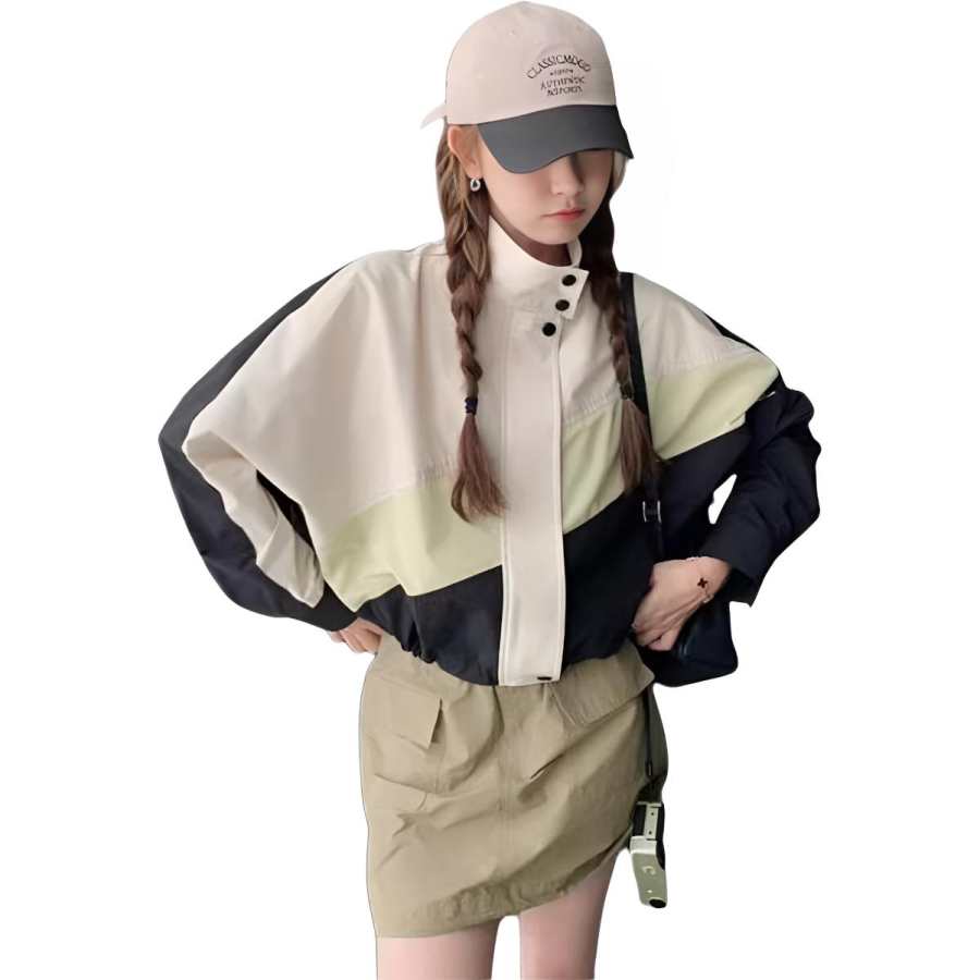 Cotton Gene Jackets Women's Image Color Stand Collar Moderate Workwear