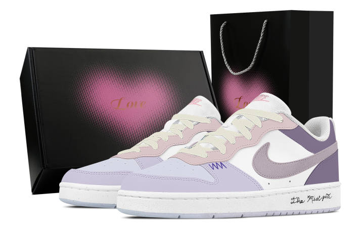 Nike Nike Court Borough Taro Paste Jelly, Heart Box Low top Skateboard Shoes Unisex White Pink Purple