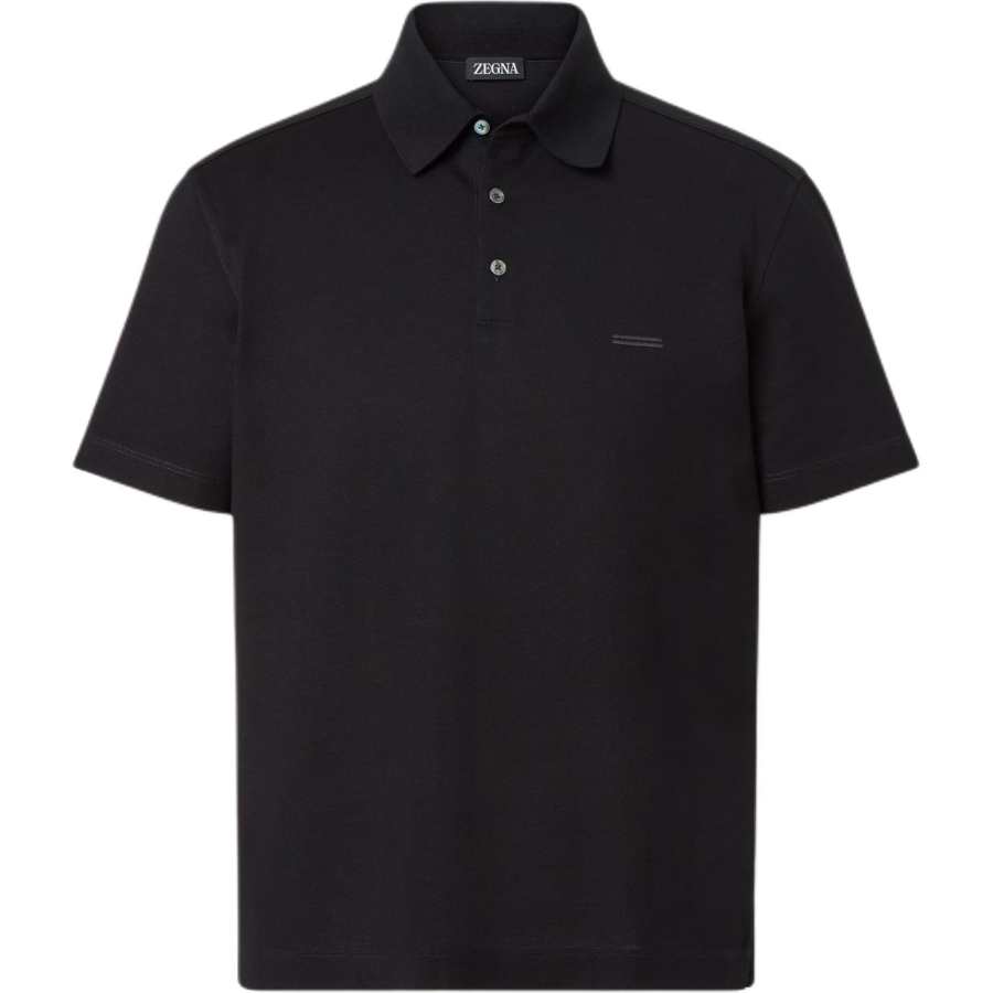 Ermenegildo Zegna black cotton polo shirt