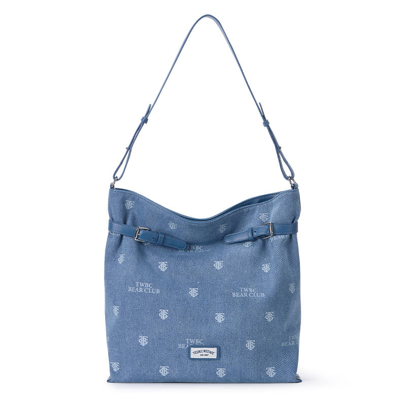 Teenie Weenie Fabric Shoulder Bag Women's Denim Blue/Oat White
