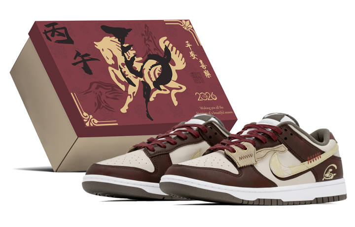 Nike Nike Dunk CNY Box, Immediate Success Slip Resistant Abrasion Resistant Low top Skateboard Shoes Men's Burgundy