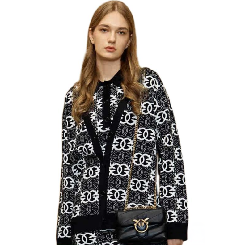 PINKO Love Birds Intarsia Knitted Cardigan