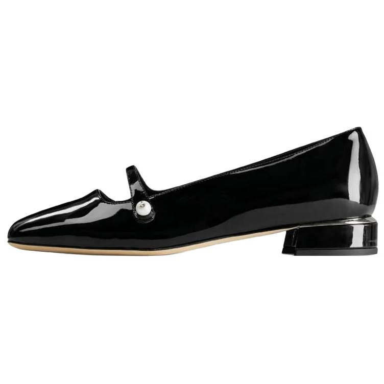 Jimmy Choo Leather Chunky Heel Mary Jane Shoes Women's Black