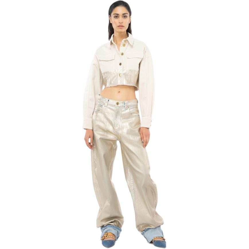PINKO PINKO Metallic Panelled Denim Jacket