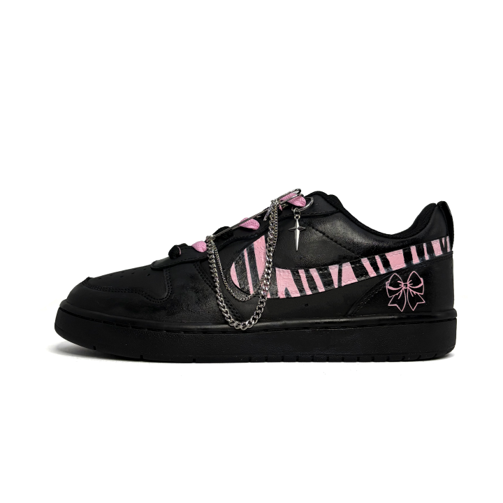 Nike Nike Court Borough Leopard Print Butterfly, Cute, Bowknot Synthetic Leather Abrasion Resistant Slip Resistant