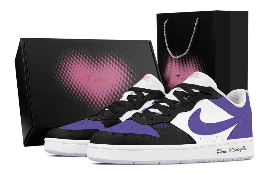 Nike Nike Court Borough Purple Charm Black Edge, Heart Box Abrasion Resistant Slip Resistant Low top Skateboard Shoes Unisex