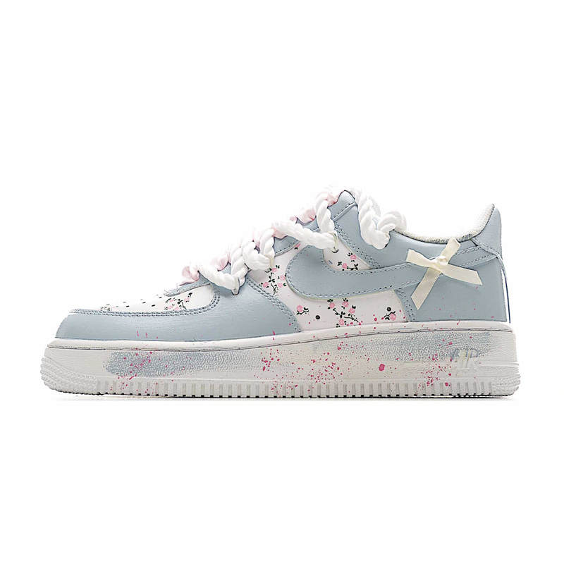 Nike Nike Air Force 1 Light Cherry Blossom Mist Cow Leather Low top Skateboard Shoes Unisex Light Blue