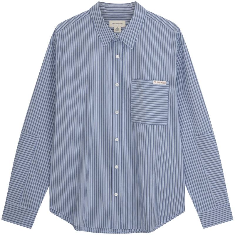 Calvin Klein Shirts Men's C7K Blue White Pinstripe Lapel Moderate