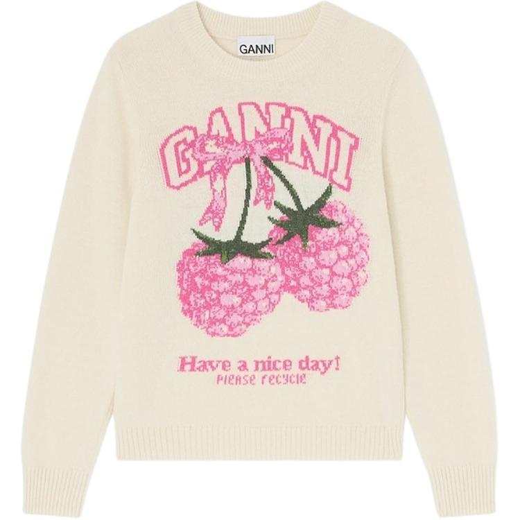 GANNI Ganni raspberry-detail sweater
