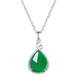 SEVEN COOK 925 Sterling Silver, Synthetic Cubic Zirconia, Alloy Jade Necklaces Women's Emerald Green