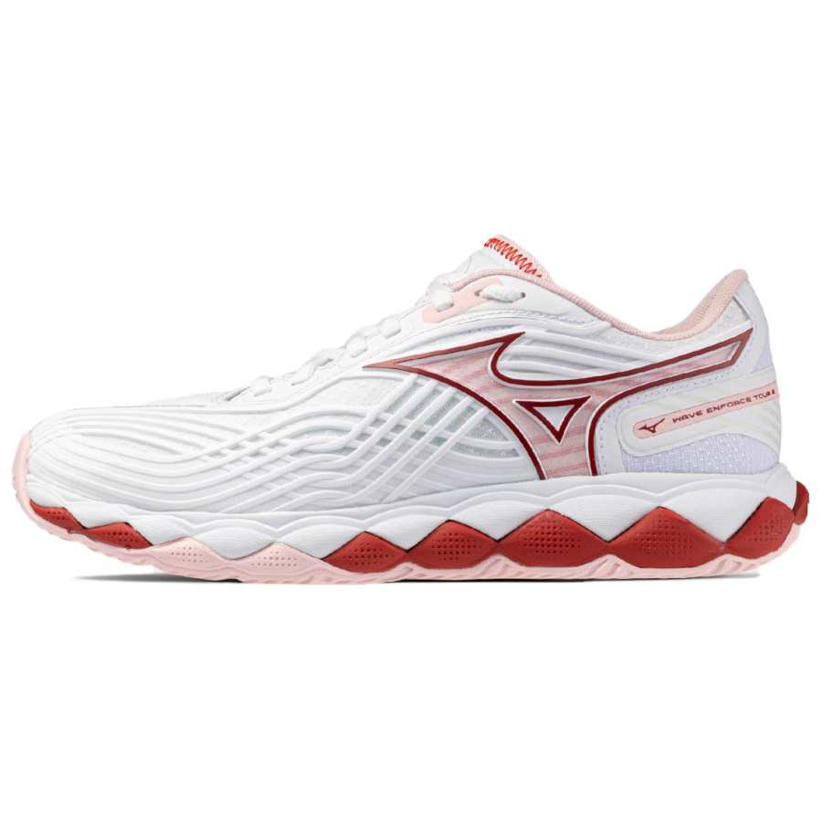Mizuno WAVE ENFORCE TOUR 2 Megalodon Cushioning, Wear Resistant Low top Tennis Shoes Women's White/Pink