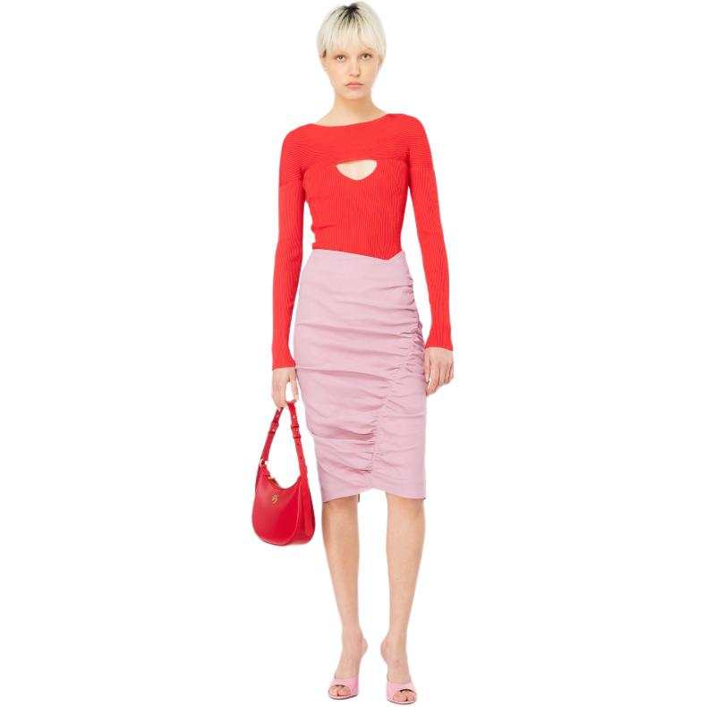 PINKO Pinko asymmetric ruched midi skirt