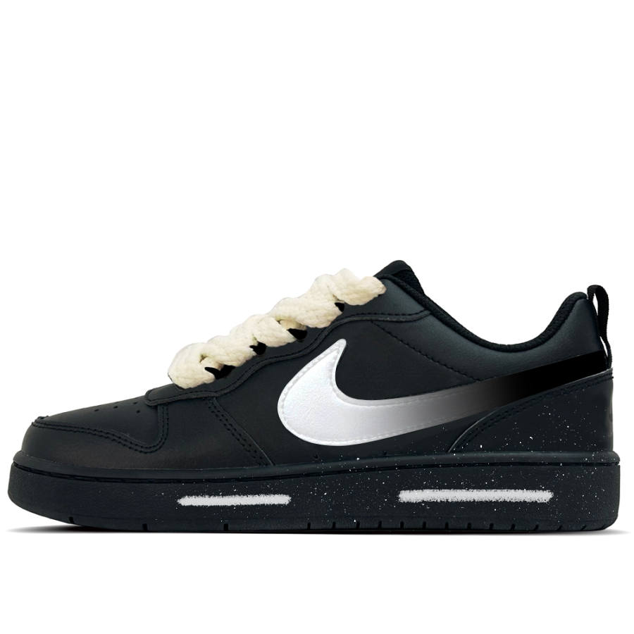Nike Nike Court Borough Leather Slip Resistant Abrasion Resistant Low top Kids' Skateboarding Shoes Black Teenagers