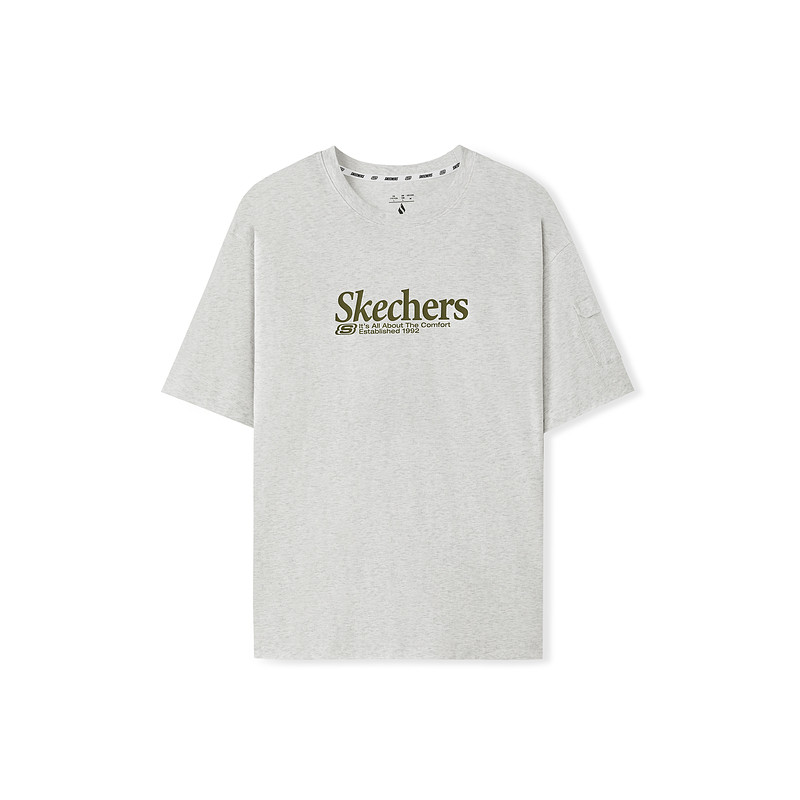 Skechers T Shirts Men's Light Heather Gray/0248 Crew Neck Moderate