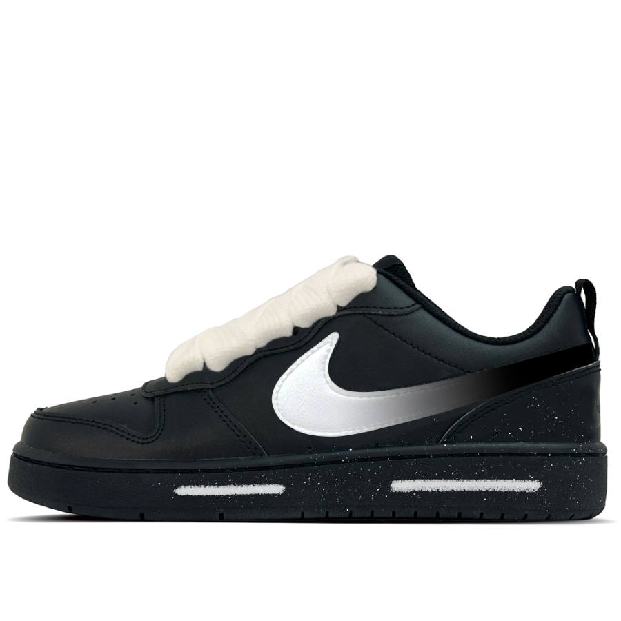 Nike Nike Court Borough Ink Snow Stardust Leather Slip Resistant Abrasion Resistant Low top Kids' Skateboarding Shoes Black