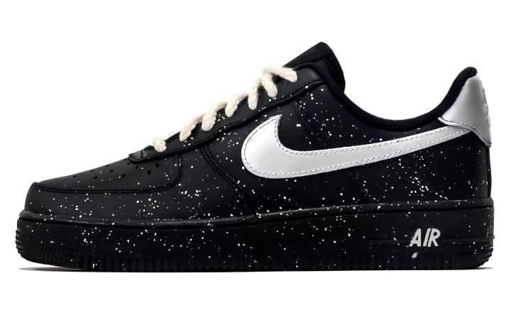 Nike Nike Air Force 1 Galaxy Black Warrior Abrasion Resistant Slip Resistant Low top Skateboard Shoes Unisex Black Silver
