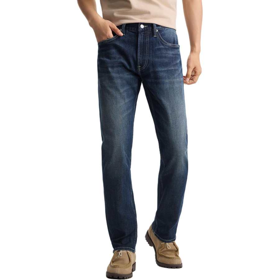 Lee Lee Jeans Men's Dark Blue Moderate Straight Fit Pants
