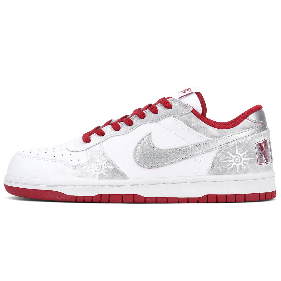 Nike Nike Big Abrasion Resistant Low top Skateboard Shoes Men's Gray White Red