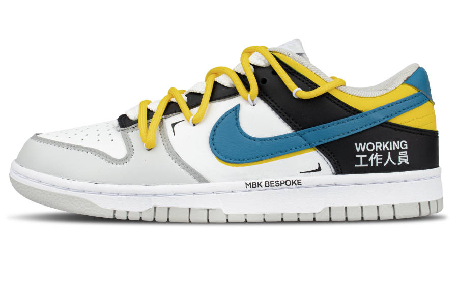 Nike Nike Dunk Cow Leather Abrasion Resistant Low top Skateboard Shoes Unisex White Yellow