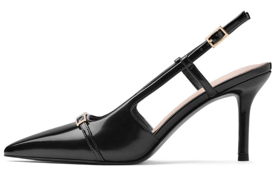 CHARLES&KEITH Small Ck PU, Textile Slim Heel High Heels 8cm Women's