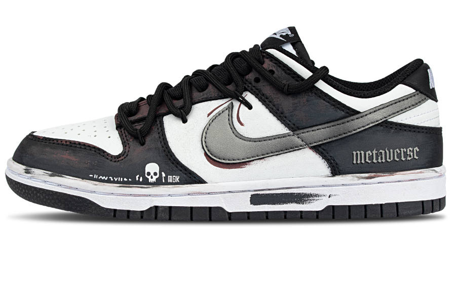 Nike Nike Dunk Cow Leather Abrasion Resistant Low top Skateboard Shoes Unisex Black White