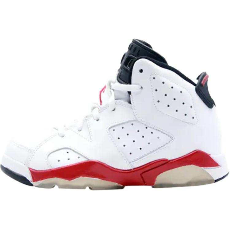 Jordan Jordan Air Jordan 6 Leather Mid top Children's Basketball Shoes White Children Aged 3 7 Years Old
