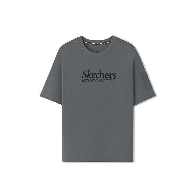 Skechers T Shirts Men's Smoky Gray/013P Crew Neck Moderate