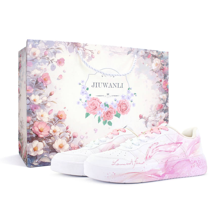Li-Ning Li Ning Floating Boat Slip Resistant Abrasion Resistant Low top Skateboard Shoes Women's Pink White