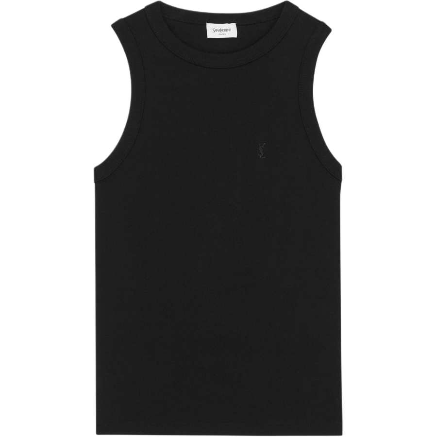 SAINT LAURENT Tank Tops Women's Black Crew Neck Moderate Straight Fit
