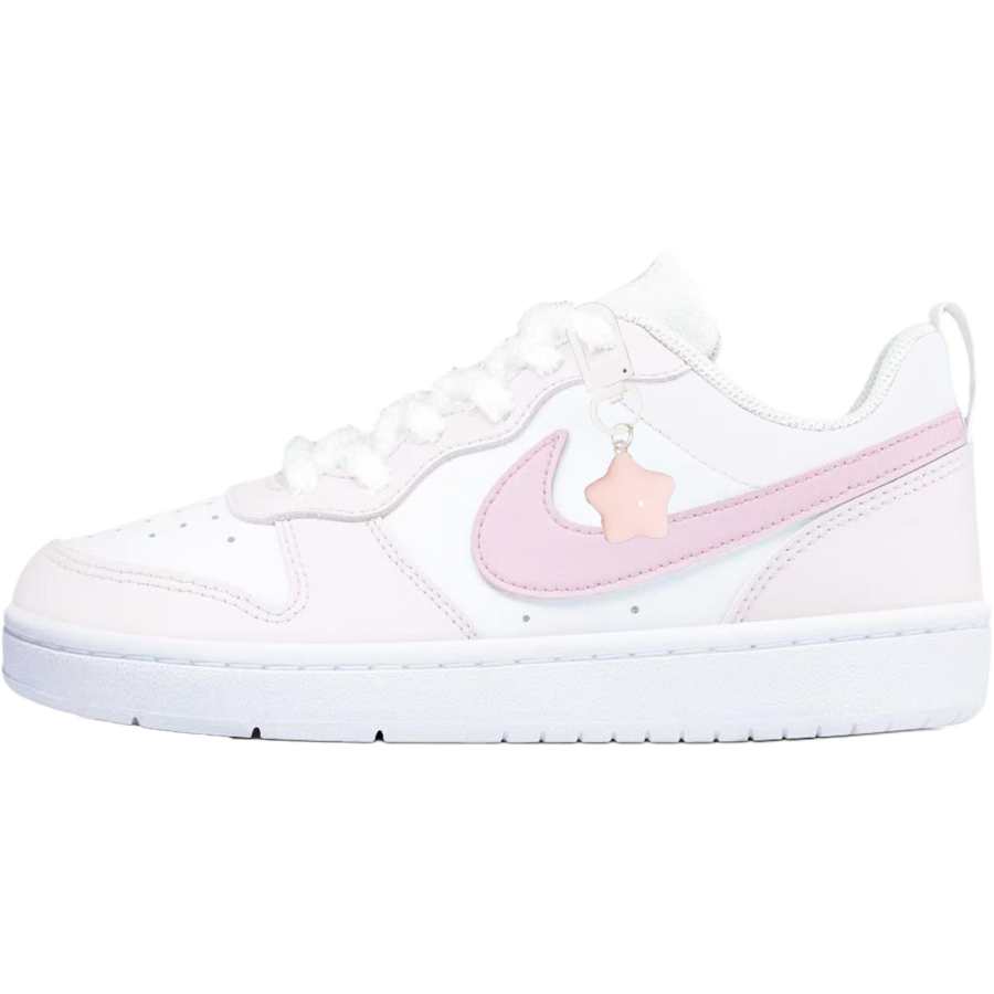 Nike Nike Court Borough Pink Star Synthetic Leather Cushioning, Wear Resistant Low top Skateboard Shoes Pink Unisex