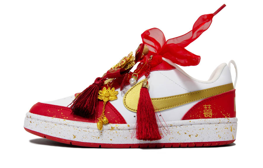 Nike Nike Court Borough Walking Planet, Dreamy Flower Fate Low top Skateboard Shoes Unisex Red White Gold