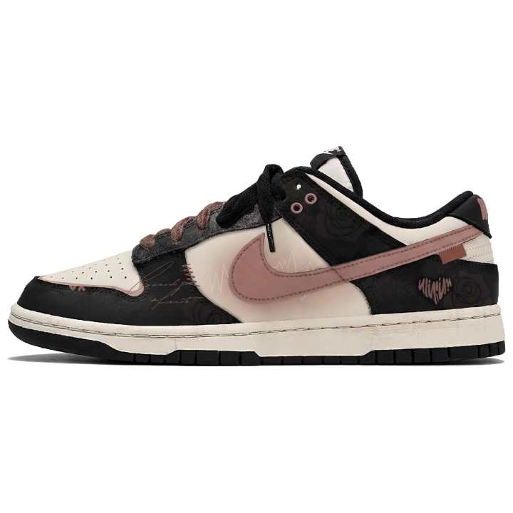 Nike Nike Dunk Night Rose Manuscript MONE Creation Leather Slip Resistant, Abrasion Resistant, Lightweight Low top