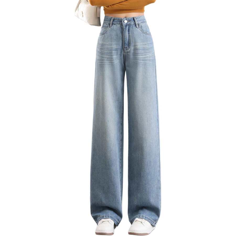 Tonlion Jeans Women's Light Blue Moderate Wide Leg Pants